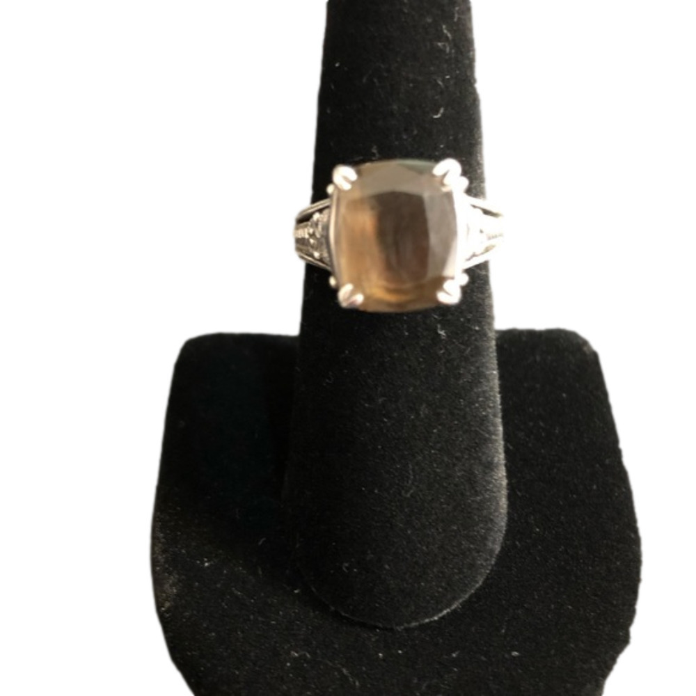 Octagon Emerald Cut Brown Smoky Quartz Sterling Silver